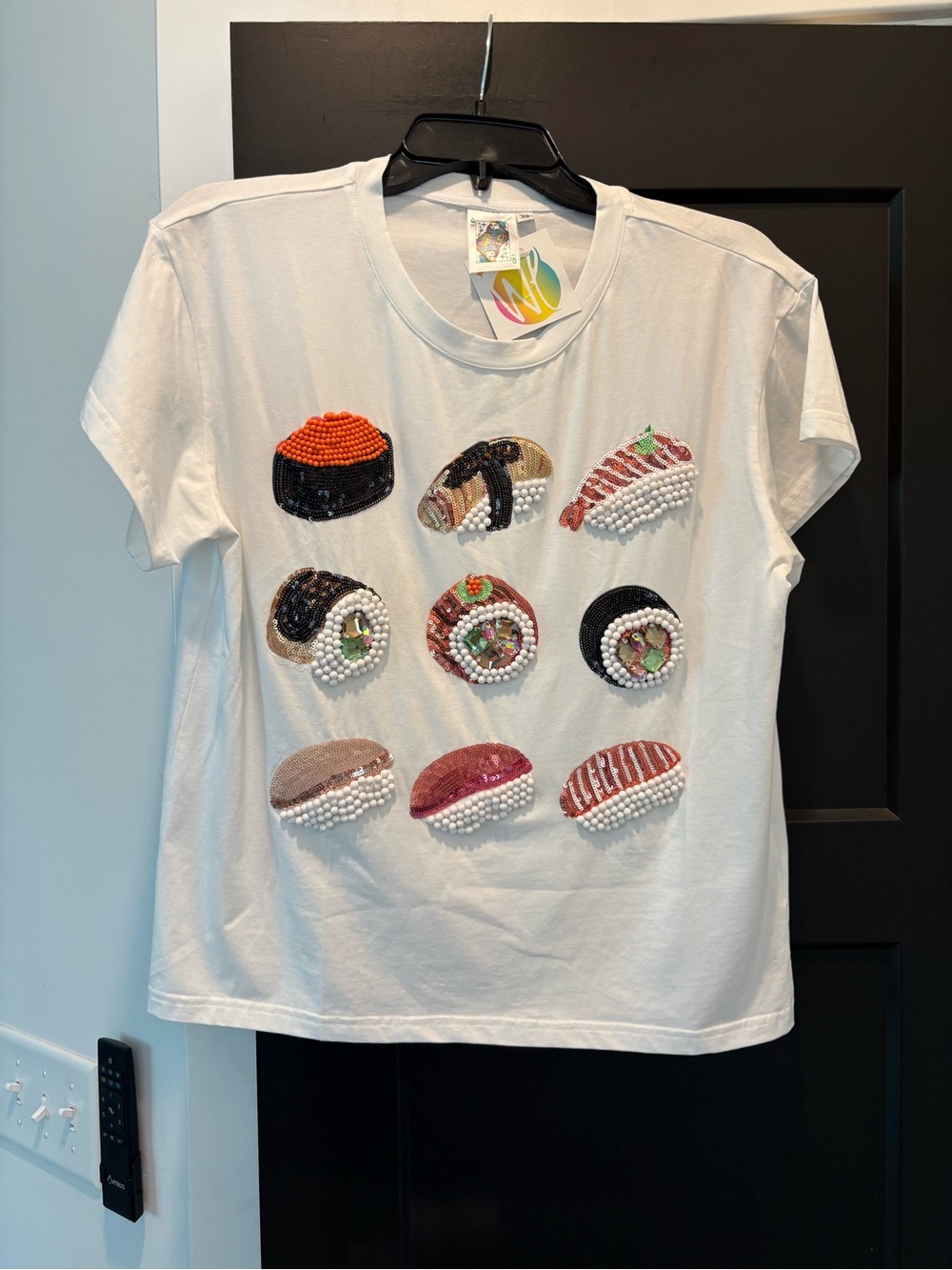 Queen Of Sparkles Sushi Shirt Short Sleeve Tee TShirt Cotton Stretch Top XS NWT